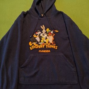 Vintage Looney Tunes Fleece Pullover Dark Blue L